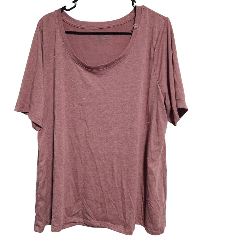 Lane Bryant Perfect Sleeve Tee Womens Plus Size 18 20 Metallic Dusty Rose